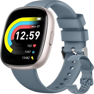 Smart Watches for Men Women Fitness: Fitness Tracker with Blutooth Call 24H Heart Rate  Sleep Monitor  Waterproof 120+ Sport Mode Smartwatch Compatible with   Phones (Blue Gray)