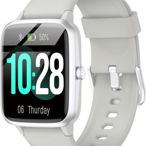 Smart Watch, 42mm Full Touchscreen Fitness Watch, Fitness Tracker with Heart Rate and Sleep Monitor, Step Calorie Counter, Swimming Waterproof Pedometer Watch for Women Men